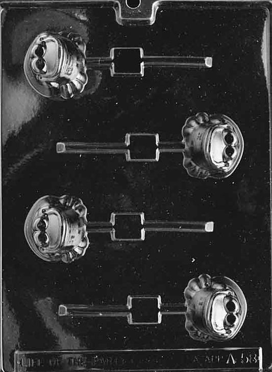 Deep frog-shaped lollipop cavities with round body and big eyes.