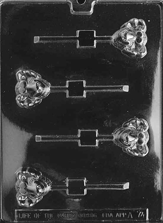 Small lollipop cavities of moose heads with broad antlers and smiling faces.