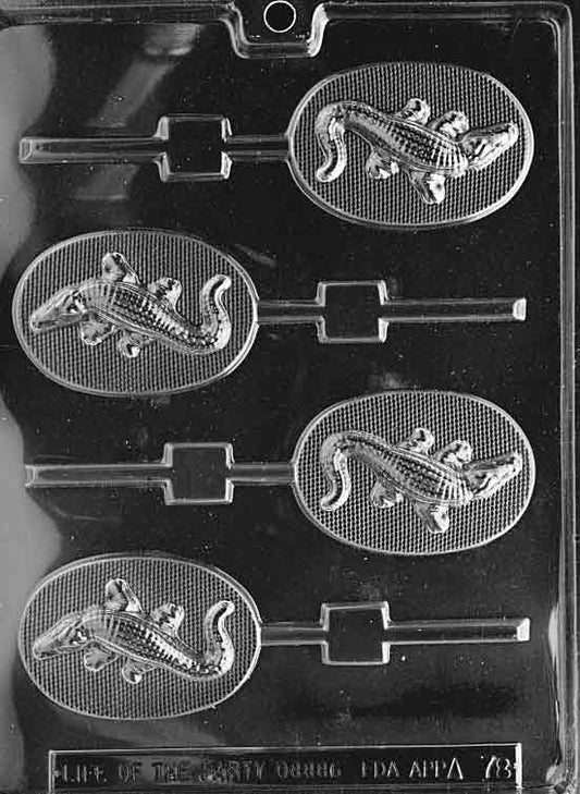 Lollipop cavities of side-view alligators showing legs and ridged backs.