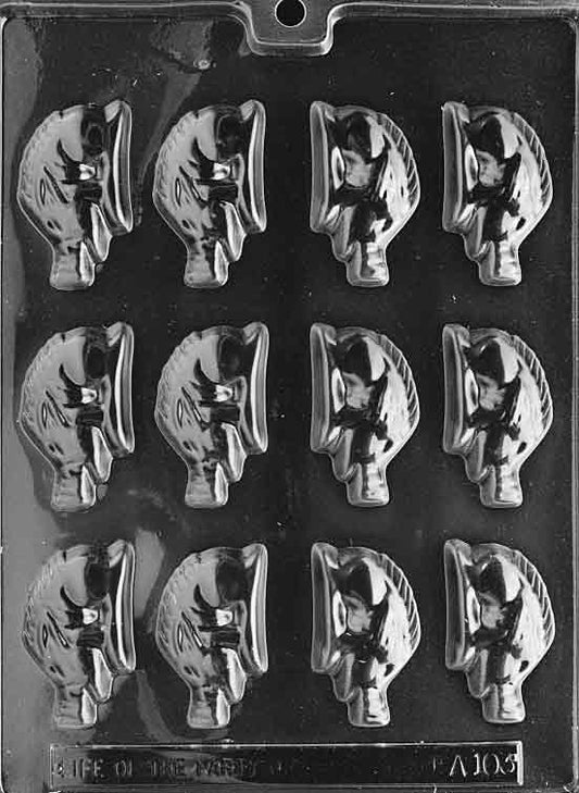 Mold sheet with small boar silhouettes showing snout, ear, and back detail.