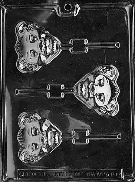 Lollipop mold depicting a lion cub face with small ears and gentle expression.