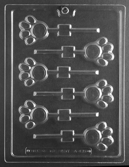 Lollipop cavities shaped like bold paw prints with rounded pads; shallow thickness.