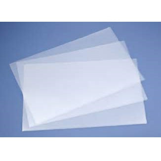 Stack of clear acetate sheets used for various baking and chocolate work.