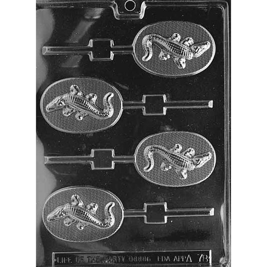 Lollipop cavities of side-view alligators showing legs and ridged backs.