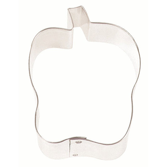 3-inch apple-shaped metal cookie cutter, ideal for creating apple-themed cookies or other baked treats, perfect for fall and back-to-school events.