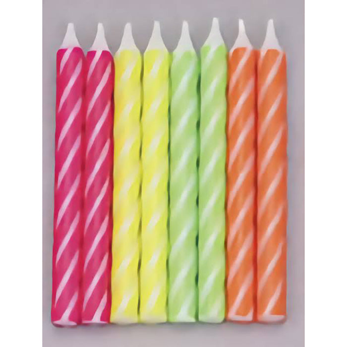 Brite Stripe Candles Neon Asst. 24/pkg