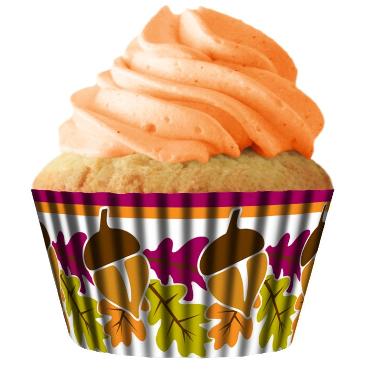 Autumn Leaves Baking Cup filled with a cupcake