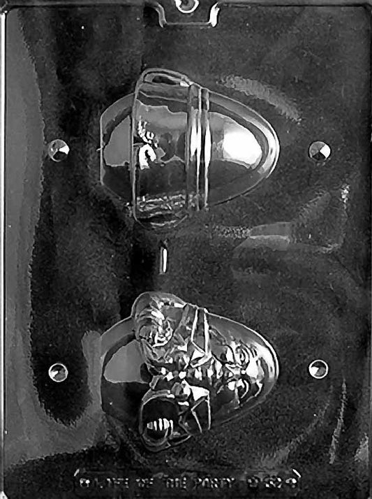 Clear plaque mold with Humpty Dumpty sitting on a brick wall; facial features and clothing details visible.