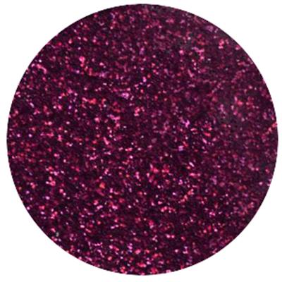 Close-up of burgundy Galaxy Glitter Dust in a circular frame, packed with fine pinkish-purple sparkle.