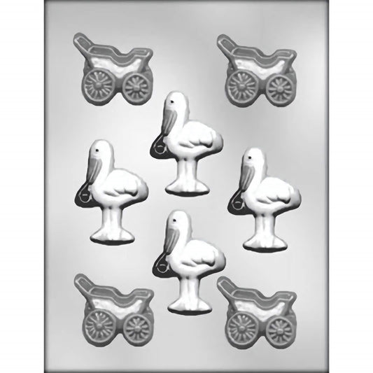 Stork and Baby Buggy Chocolate Mold