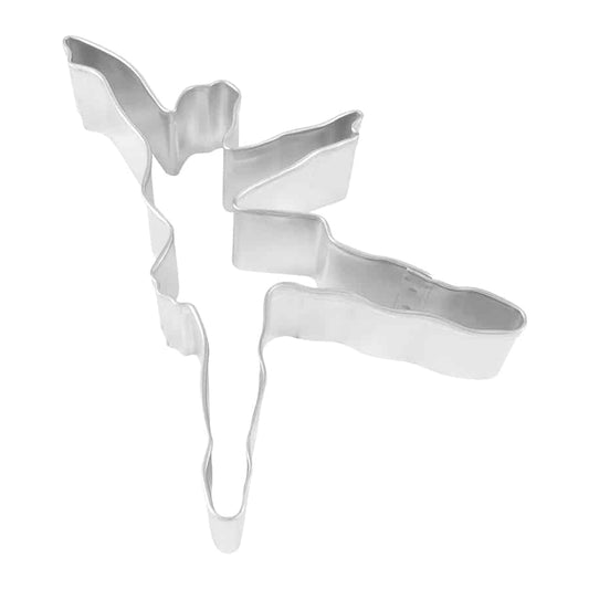 Silver ballerina-shaped cookie cutter measuring 4.5 inches, designed to create ballet-themed cookies in a dancer's pose.