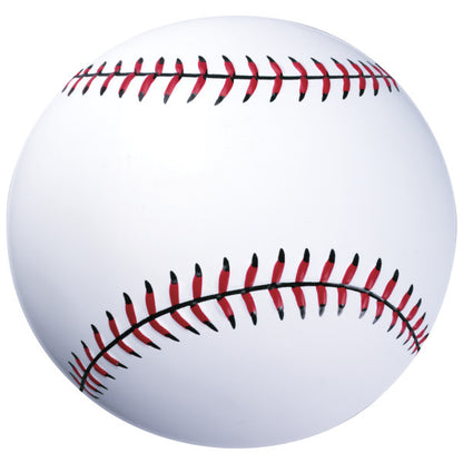 Realistic baseball cake topper with white surface and red stitching detail, measuring 5 x 5 x 1.5 inches, ideal for sports-themed cake designs.