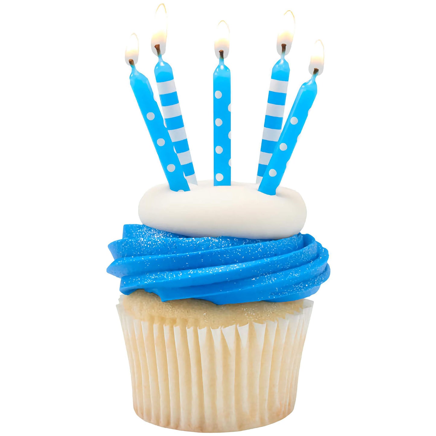 Blue Stripe & Dots Birthday Candles - 16 Pack