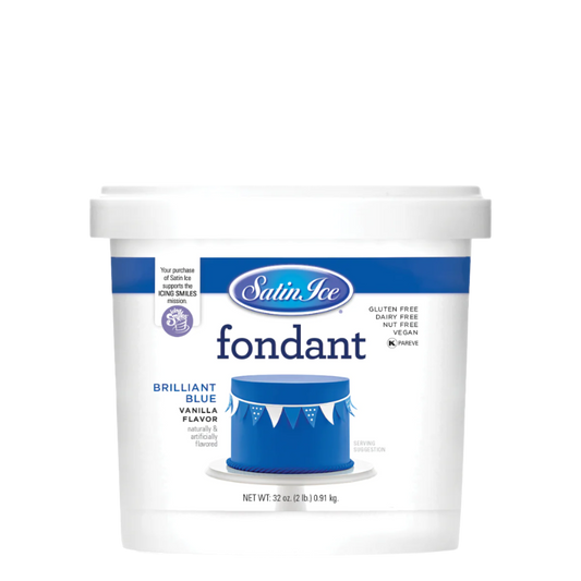 Brilliant Blue Colored and Vanilla Flavored Fondant in a 2 Pound Container