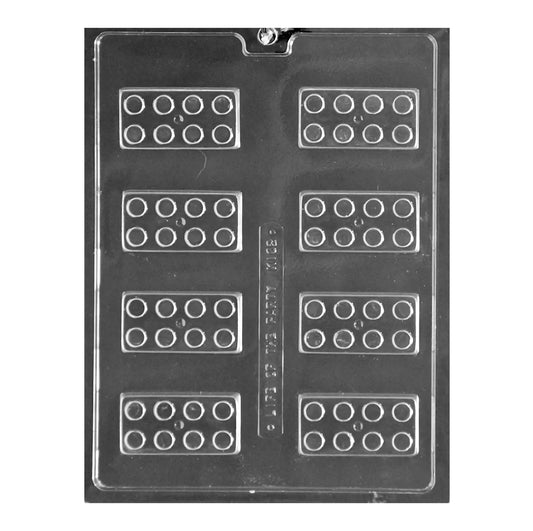 Classic Building Blocks Chocolate Mold, resembling toy construction blocks with interlocking designs. This mold is fantastic for creating themed chocolates for children's building block parties, as playful treats for aspiring architects, or as a nostalgic nod to childhood toys.