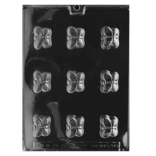 Chocolate mold featuring butterfly shapes, with detailed wing patterns, perfect for creating spring-themed chocolates or for butterfly lovers' special occasions.