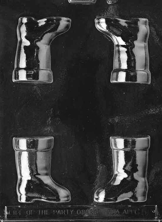 Clear mold forming a small Santa-style boot with cuff detail; approx. 2 3/4 × 2 1/4 × 1 1/8 in; C052