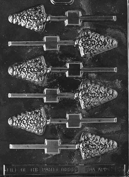 Image of SMALL TREE Lollipop mold showing a single pine tree-shaped cavity with layered branches and trunk base