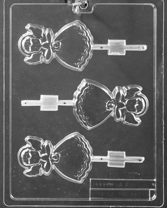 Image of ANGEL Lollipop mold with a serene angel figure featuring wings, gown, and a round head for chocolate pop