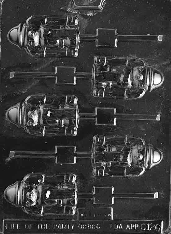 Image of NUTCRACKER Lollipop mold showing upright nutcracker soldier with hat and boots