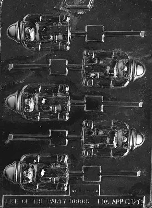 Image of NUTCRACKER Lollipop mold showing upright nutcracker soldier with hat and boots