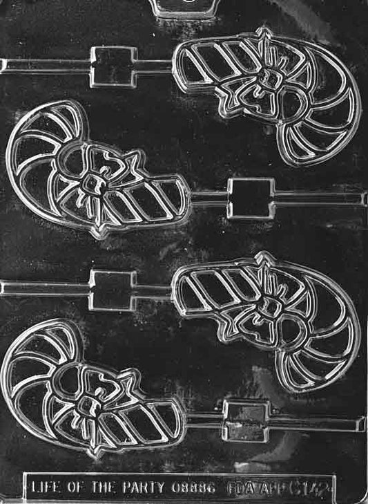 Image of CANDY CANE Lollipop mold showing traditional hooked candy cane shape with striping detail