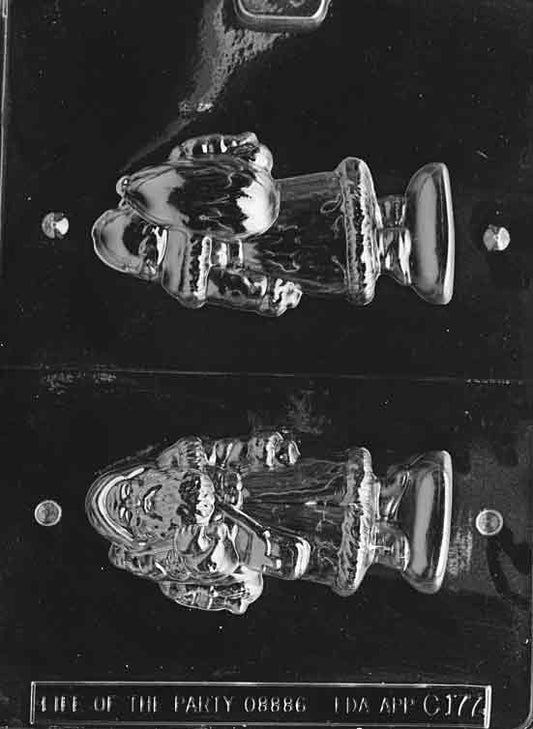 Image of 3D SANTA mold featuring standing Santa with curved beard and coat details