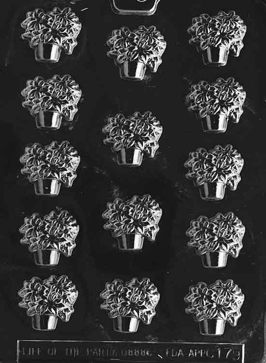 Image of POT OF POINSETTIAS mold showing rounded flower pot filled with detailed blossoms