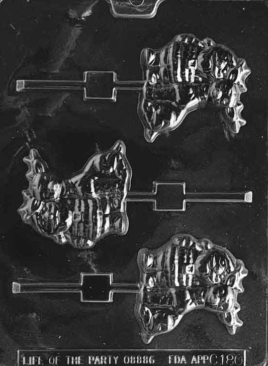 Image of SANTA WITH REINDEER Lollipop mold with raised figures of Santa and reindeer walking