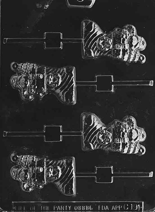 Image of STUFFED STOCKING POP mold showing holiday stocking filled with gift shapes