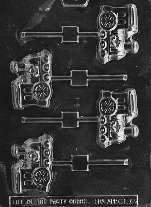XMAS ENGINE POP mold with a small chocolate train engine design