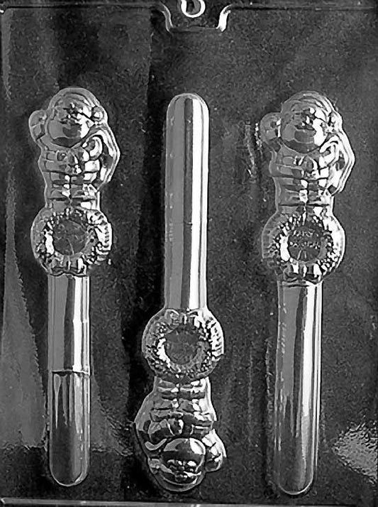 Chocolate mold with Santa and wreath shapes for pretzel sticks