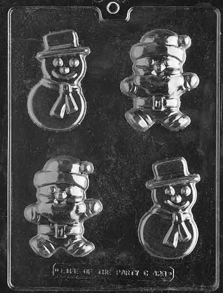 Two-cavity mold for Santa and Snowman chocolate figures