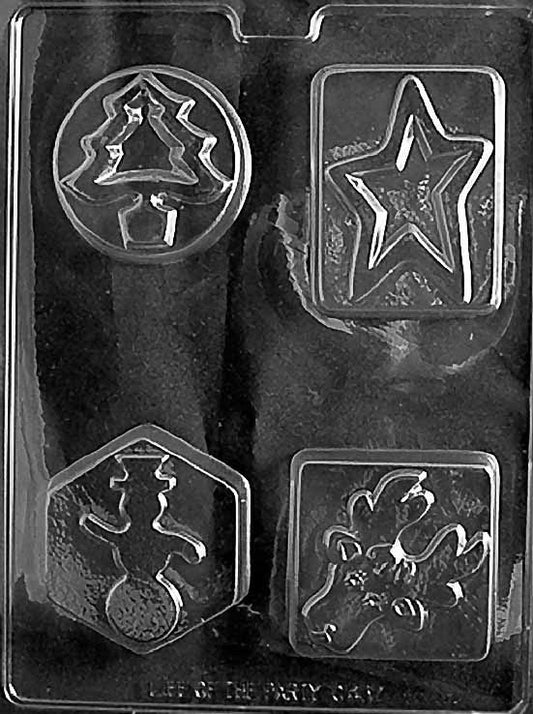 Mold with four quirky holiday bar designs