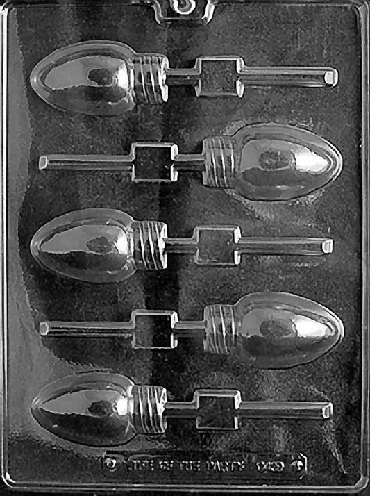 Lollipop mold in the shape of a classic light bulb