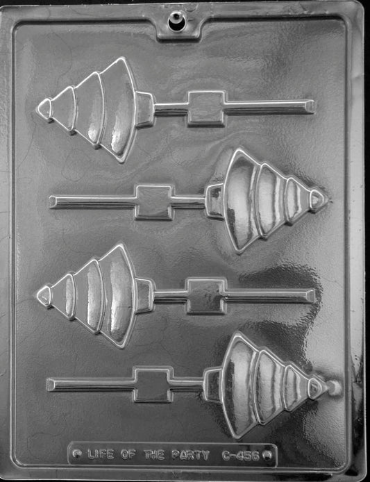 Lollipop mold shaped like a Christmas tree