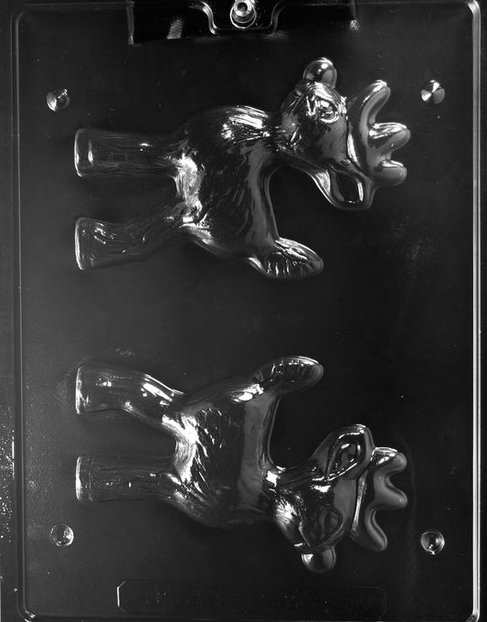 3D chocolate reindeer mold with full body profile