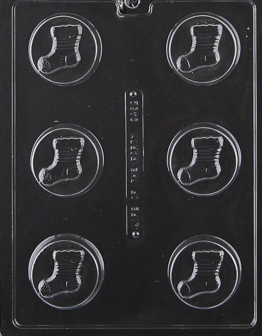 Round chocolate cookie mold with stocking design