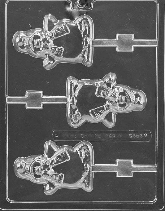 Penguin-shaped chocolate Lollipop mold with winter gear