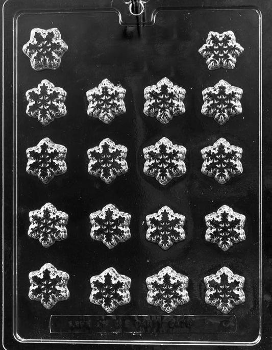 Mold for tiny snowflake chocolate decorations