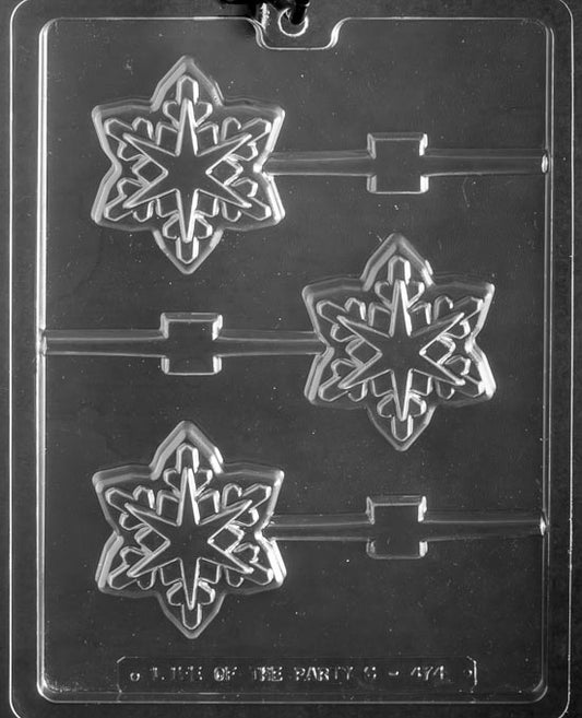 Geometric snowflake chocolate lollipop mold