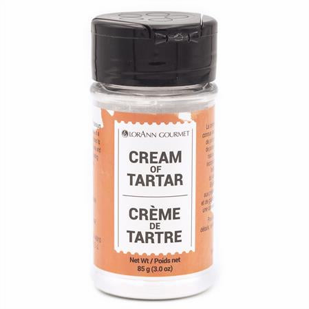 Image of LorAnn Gourmet Cream of Tartar in a 3 oz (85g) container, used for baking, candy-making, and stabilizing egg whites.