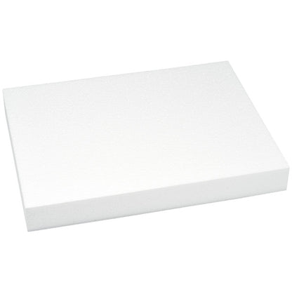 White rectangular styrofoam block for cake pop stand, measuring 15.9 x 11.9 x 2.1 inches, ideal for displaying or drying cake pops.