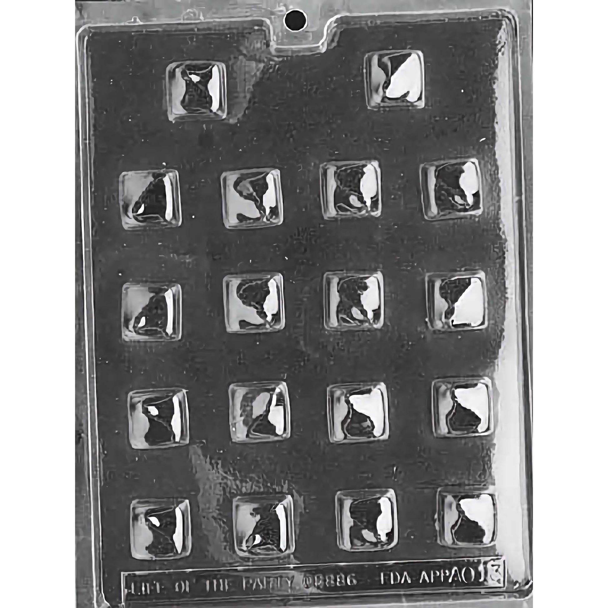 Chocolate Covered Caramel mold with 18 cavities, each forming a perfect shape for smooth caramels coated in chocolate, made from food-grade plastic.