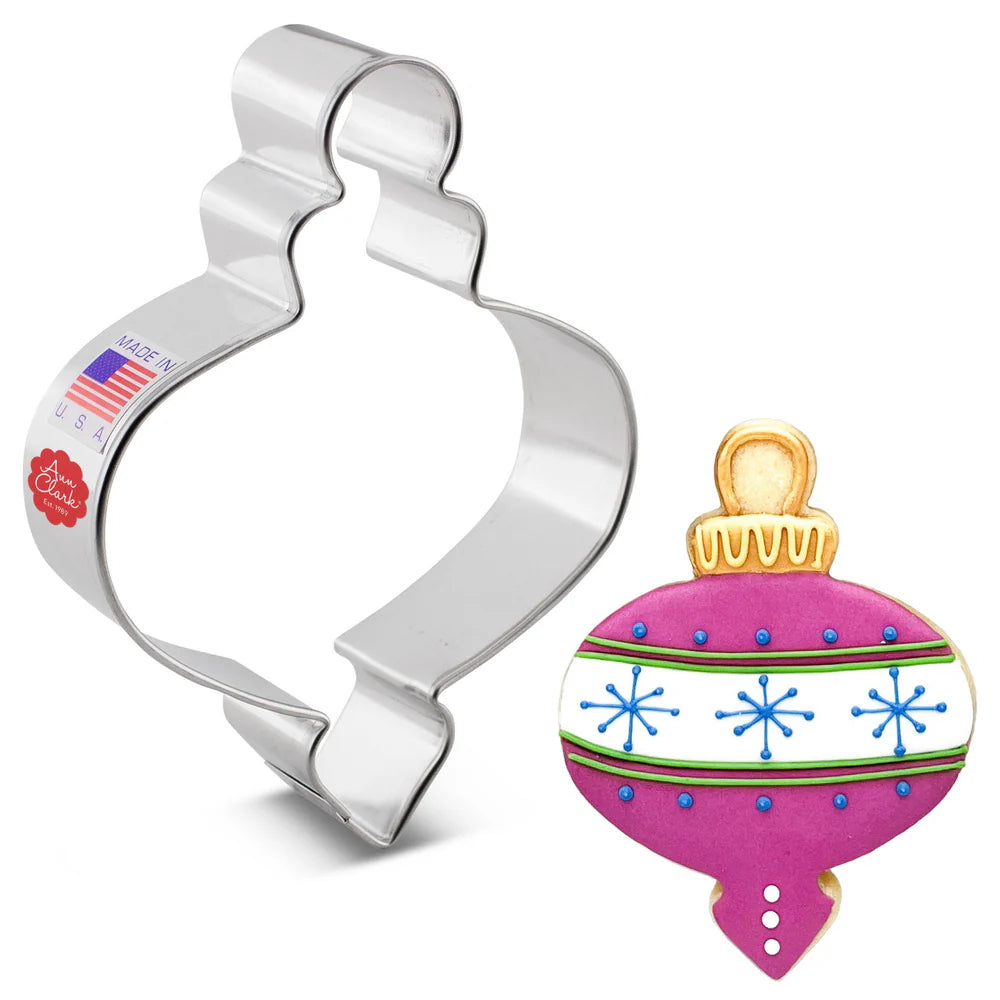 Side view of the finial ornament cookie cutter, showing its sturdy design and smooth edges for clean cuts.