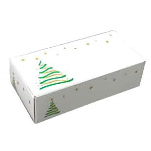 White Candy Box with a Christmas Tree Pattern Printed on it 