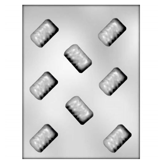Chocolate mold for crafting eight large rectangular Clark center bars with a classic fluted design, ideal for creating nostalgic and indulgent confections.
