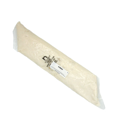 Sealed plastic piping bag of coconut pastry filling; labeled and ready for use