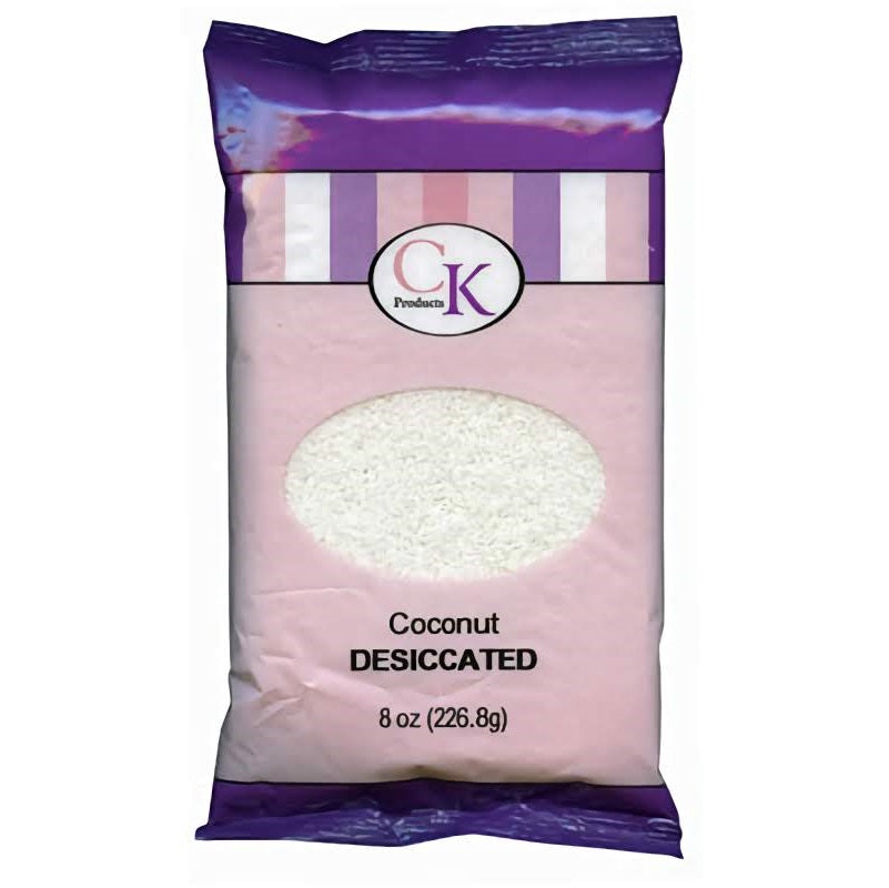 An 8 ounce bag of desiccated coconut for candy making
