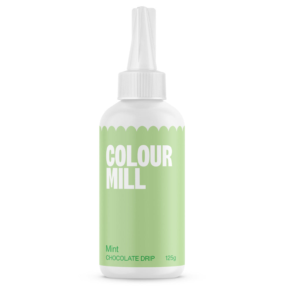 Colour Mill Mint Cake Drip in a 125 g white squeeze bottle with a pointed nozzle and pale mint green label on a white background.